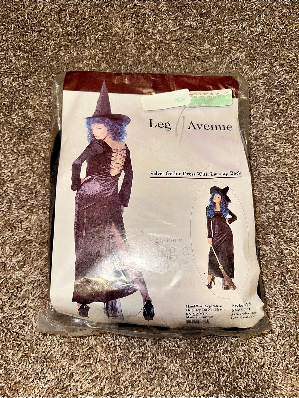 Leg Avenue Velvet Gothic Dress With Lace-Up Back Black